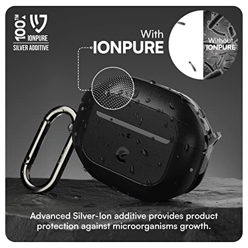 Keybudz Waterproof Airpods 3 Case With Ultra Secure Lock, Rugged Protection, Hard Shell, Carabiner Clip, Patented For Airpods 3Rd Generation Case Cover (Carbon Black) #TOP4