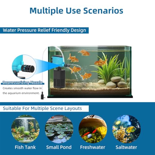 Image of DaToo Aquarium Filter 100-300Gallon Fish Tank Filter 660GPH Powerful Pump For Aquariums Adjustable Air Flow Submersible Internal Aquarium Filters For Pond Wavemaker Air Supply Freshwater And Saltwater