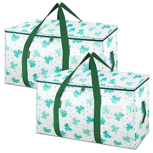 Image of BALEINE 2-Pack Oversized Moving Bags with Reinforced Handles, Heavy-Duty Storage Tote for Clothes, Moving Supplies (Clover, 2-Pack)