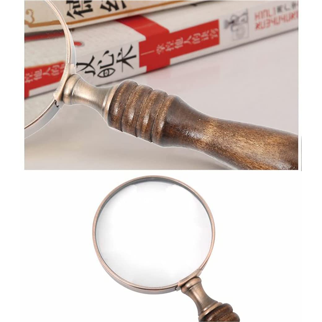 10-fache Handlupe mit Geschenkbox, antike, abnehmbare Holzgrifflupe, Leselupe zum Lesen von Büchern, Inspektionen, Münzen, Insekten, Steinen, Karten, braune Vergrößerung (B Beauty Comes
