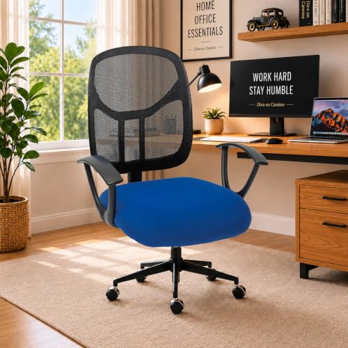 Image of DIVA EN CAMINO DEC Stretchable Desk Office Chair Seat Cushion Covers - Universal Spandex Computer Chair Slipcover - Anti-Scratch Dogs, Cats, Pets Removable Washable Cushion Protectors (Royal Blue)
