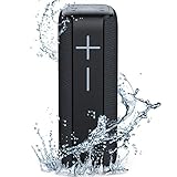 Portable Bluetooth Speakers,SANAG Wireless Outdoor Speakers TWS Dual Pairing with Enhanced Bass 360 HD Surround Stereo Sound,Waterproof Speakers with SD Card Slot for Riding, Hiking,Party (Black)