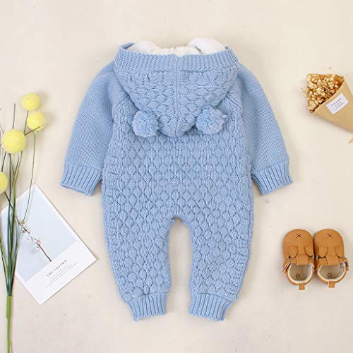 Children Warm Tops Newborn Infant Baby Plus Velvet Winter Warm Coat Knit Outwear Hooded Jumpsuit 0-24Months 6