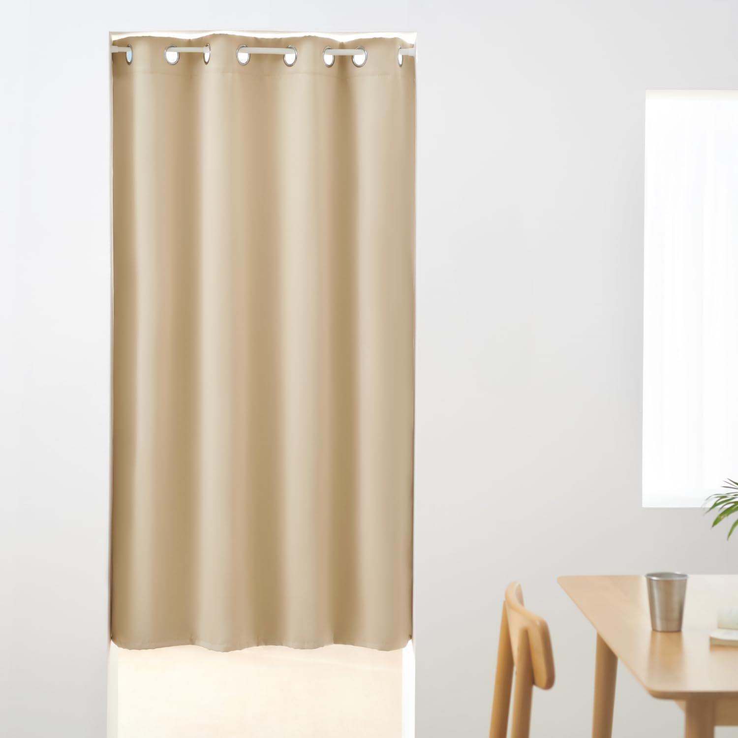Kumori Partition Curtain, 99.99% Blackout, Thermal Insulation, Eye Protection, Eyelet Design, Rod-Through, Door Curtain, Solid Color, Thick, Heat Preservation, Soundproof, Heat Barrier, Energy Saving 