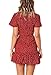 Relipop Summer Women Short Sleeve Print Dress V Neck Casual Short Dresses (Small, Red)