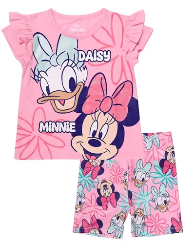 Disney Minnie Mouse Outfit for Girls 2-Piece Short Set (Pink 3T)