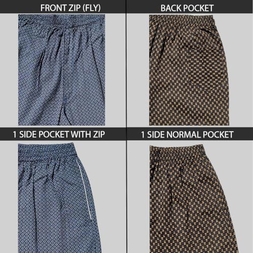 Image of Men's Cotton Shorts Waistband, Zip Fly, 1 Zip Pocket, Back Pockets (Pack of 2)