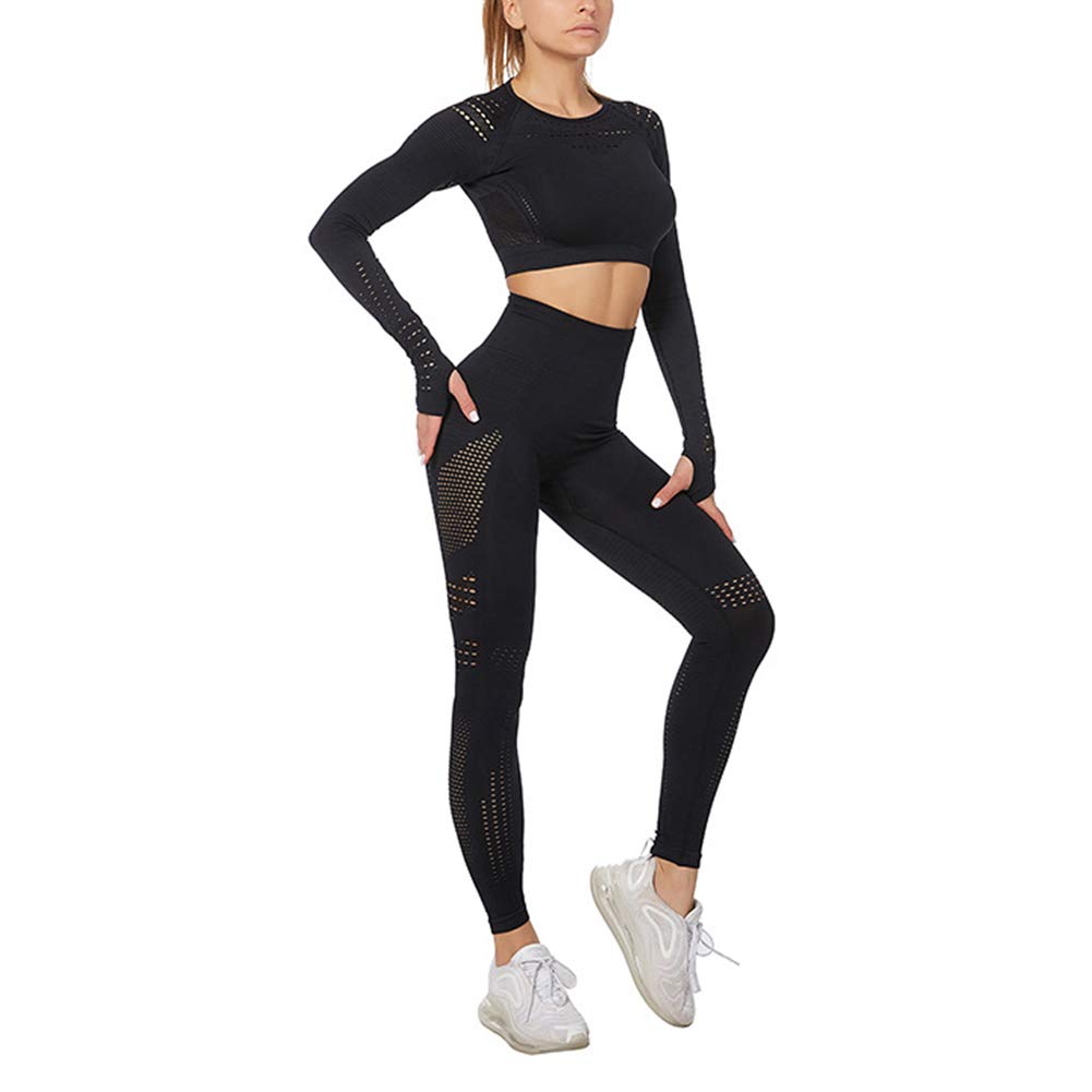 Damen Sportbekleidung Set Yoga Anzug Top und Leggings Stretch Fit Gym Wear Set Trainingsanzüge