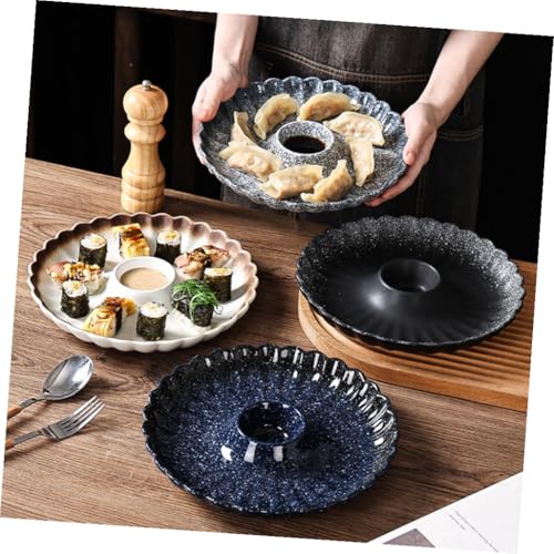 Plato redondo de cerámica para sushi y dumpling miniatura 5