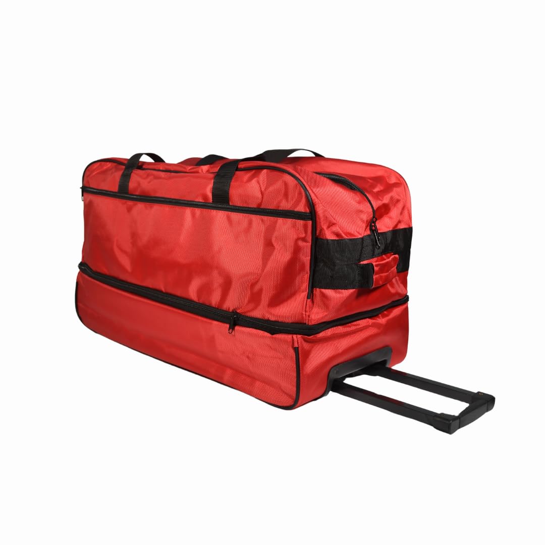 Expandable Large Capacity Travel Duffle Bag Durable Polyester, Wheeled Rolling Luggage, Retractable Handle, Versatile Storage Pockets, Foldable for