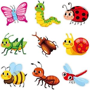 63 Pieces Bug Theme Bulletin Board Cutouts Bugs Mini Accents Card Bulletin Board Classroom Decoration Early Childhood Education Materials for Teacher Student School Learning Party Supplies