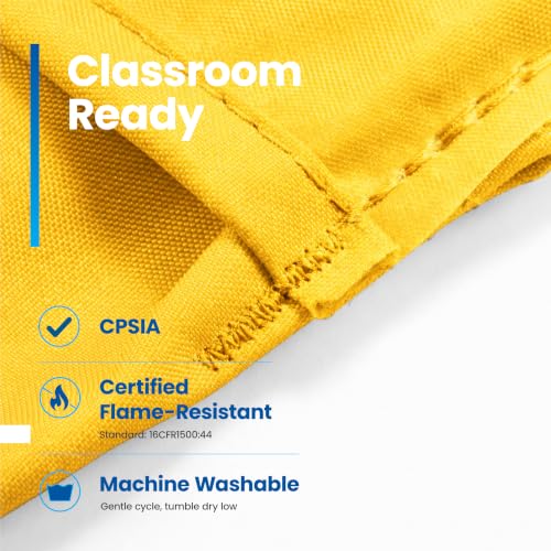 Image of Seat Sack Student Chair Storage Pocket - 17 inch, Single Pocket, Classroom Chair Organizer for Student Desks, Durable Over-the-Chair Storage, Ready-to-Use Name Tag Window, Yellow, 25-Pack