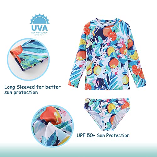 Image of Girls Long Sleeve Rash Guard Set Tie Dye Bathing Suits Two Piece Swimsuits for Kids Swim Shirts 3-16 Years
