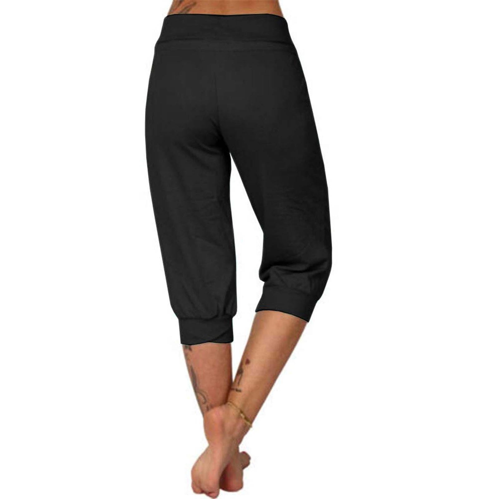 Capris Pants for Women 2026 Sweatpant Cropped Jogger Running Pants Lounge Loose Fit Drawstring Waist with Side Pockets — view 7