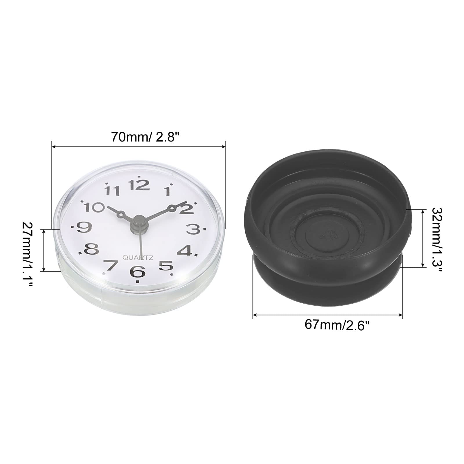 PATIKIL wasserdicht Badzimmer Uhr Mini runde Wanduhr mit Saugnapf für Dusche Küche Haus Büro Dekoration dunkelgrau