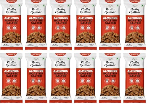 Image of Nutty Gritties Grab And Go California Almonds Roasted, Lightly Salted | 240g (Pack of 12, 40g each)