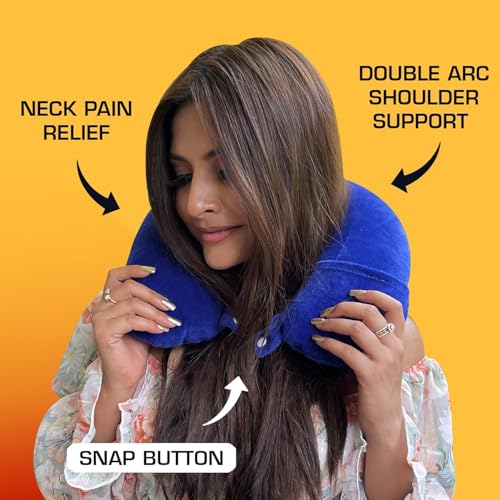 Image of PAVILONN U-Shape Memory Foam Neck Pillow for Travel | Soft Flight Cushion for Airplane, Car & Train | Lightweight Portable Travel Essential for Men, Women & Kids (Black)