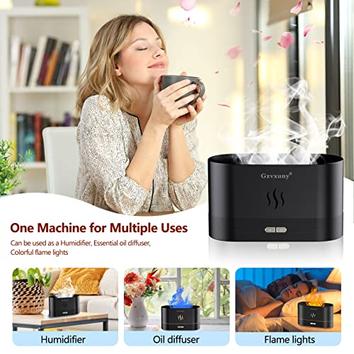 Gzvxuny Flame Essential Oil Diffuser, Upgrade 7 Colour Lights Aromatherapy Diffuser, Super Quiet Air Humidifier, Electric Aroma Diffuser, Waterless Auto-Off for Home Office Room, Black - Image 6