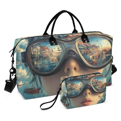 Woman World Surreal Travel Duffel Bag, Gym Bags with Multiple Interior Pockets for Men Women Toiletry Purse Included 20.5”x 1.9” x 13.8”