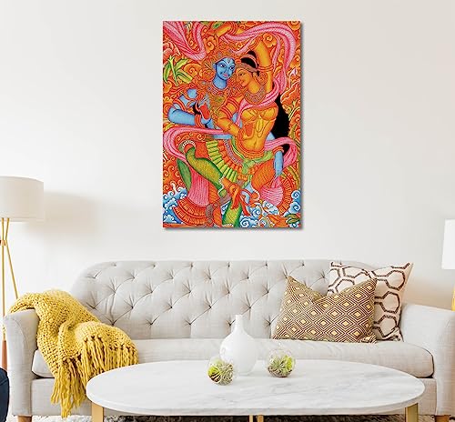Image of Tamatina Modern Art Canvas Painting | Radha Krishna | Abstract Art Unframed painting for Home decor|size - 13X9 Inches.o224