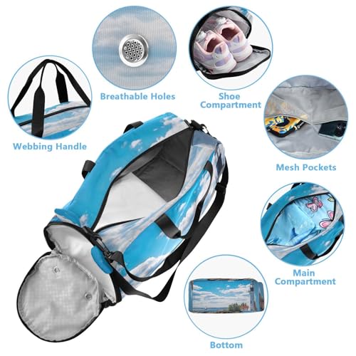 Lighthouse on Ocean Duffle Bag for Girl, Sports Duffle Gym Bags with Shoe Compartment, Personalized Overnight Bag Travel Weekender for Kids3