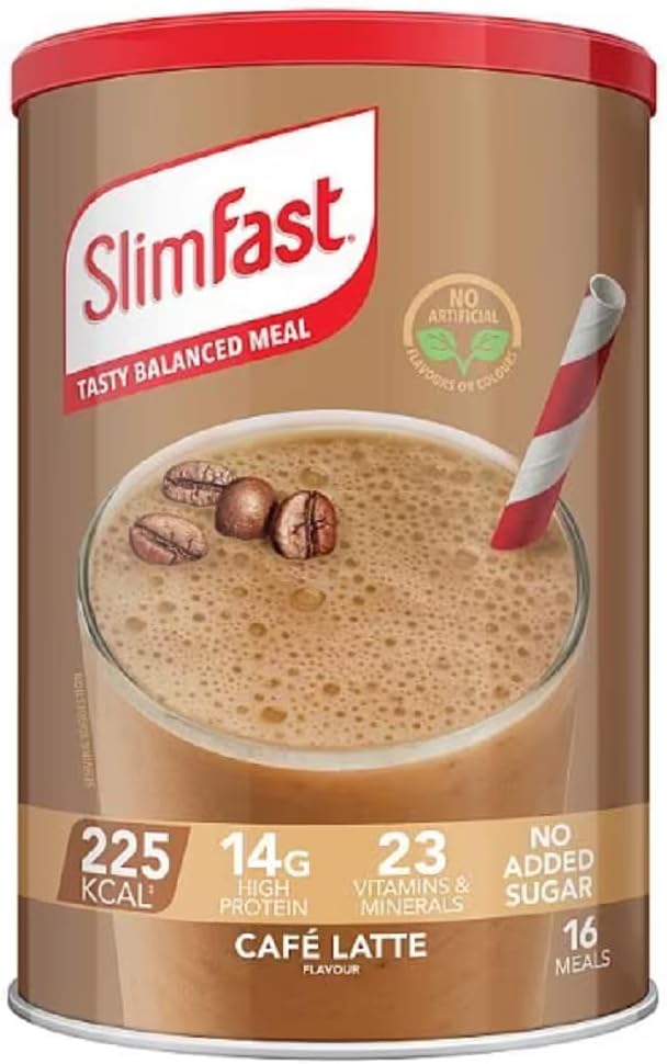 Meal Replacement Shake for Weight Loss & Balanced Diet, Vitamins and Minerals, Low Calorie, High Protein, Café Latte Flavour, 16 servings, 584 g, Packaging May Vary