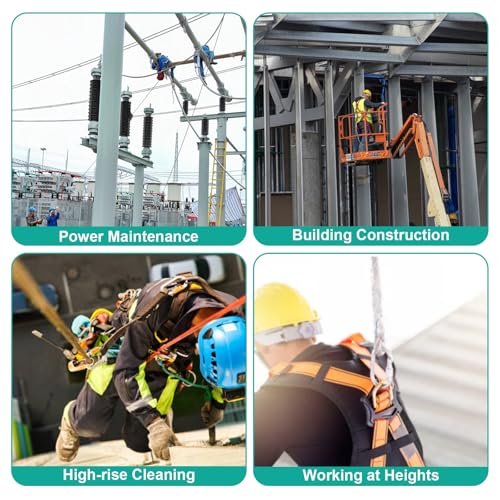 Aocay Dispositivo Anticaduta Retrattile Certificato 3-20 Mt, Dispositivo Anticaduta Tetto 150 Kg Con Gancio, Dispositivo Di Sicurezza Anticaduta Retrattile Per Tetto E Lavoro Aereo(Verde,5 Mt) - 9