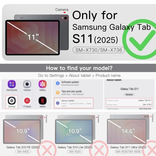 Image of JETech Cover Case for Samsung Galaxy Tab S11 with S Pen Holder, Slim Folio Stand Protective Tablet Cover, Multi-Angle Viewing, Auto Sleep /Wake (Lavender)