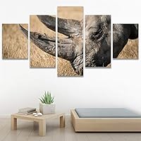 SIGNWIN 5 Panel Canvas Wall Art Animals Black and White Dramatic Duotone Modern Artwork for Home Decorations Ready to Hang - 60