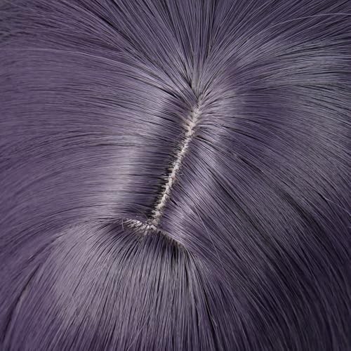 Image of LABEAUTE Long Curly Purple Cosplay Wig for Men Woman for Short Straight Cosplay Wig with Bangs for Anime Heat Resistant Hair for Party and Halloween