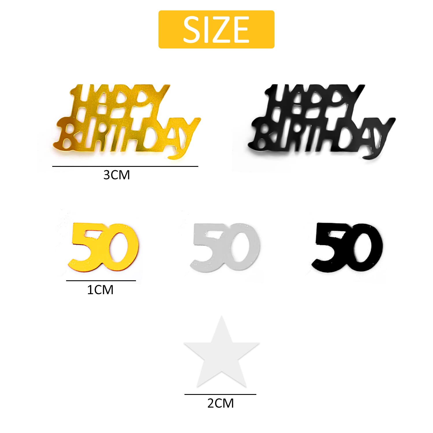 100 Coriandoli Glitter Oro E Nero Per 50 Anni - Stelle E Numeri Per Torta E Decorazione Compleanno - Foto 6