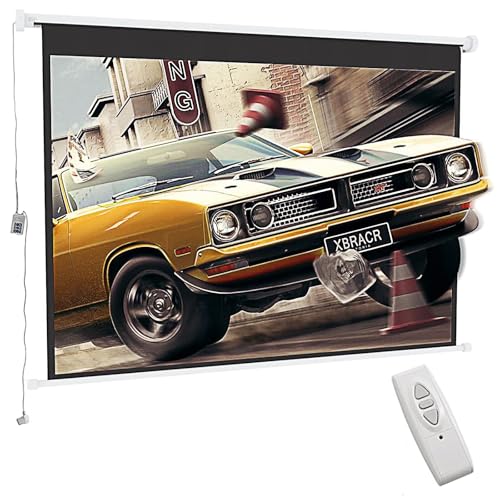 INMOZATA Motor Leinwand Beamer Elektrisch 265cm, Bild 238 x 177 cm(120 Zoll), Format 4:3, Fernbedienung, Deckenmontage & Wandmontage Projektor Leinwand für Heimkino Büro Schule Präsentationen-Weiß