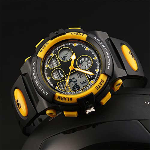 Image of PASNEW Boys' Watches - Dual Display, Large Dial Sport Watch, Black Outdoor Watch for Boys & Teens - Waterproof