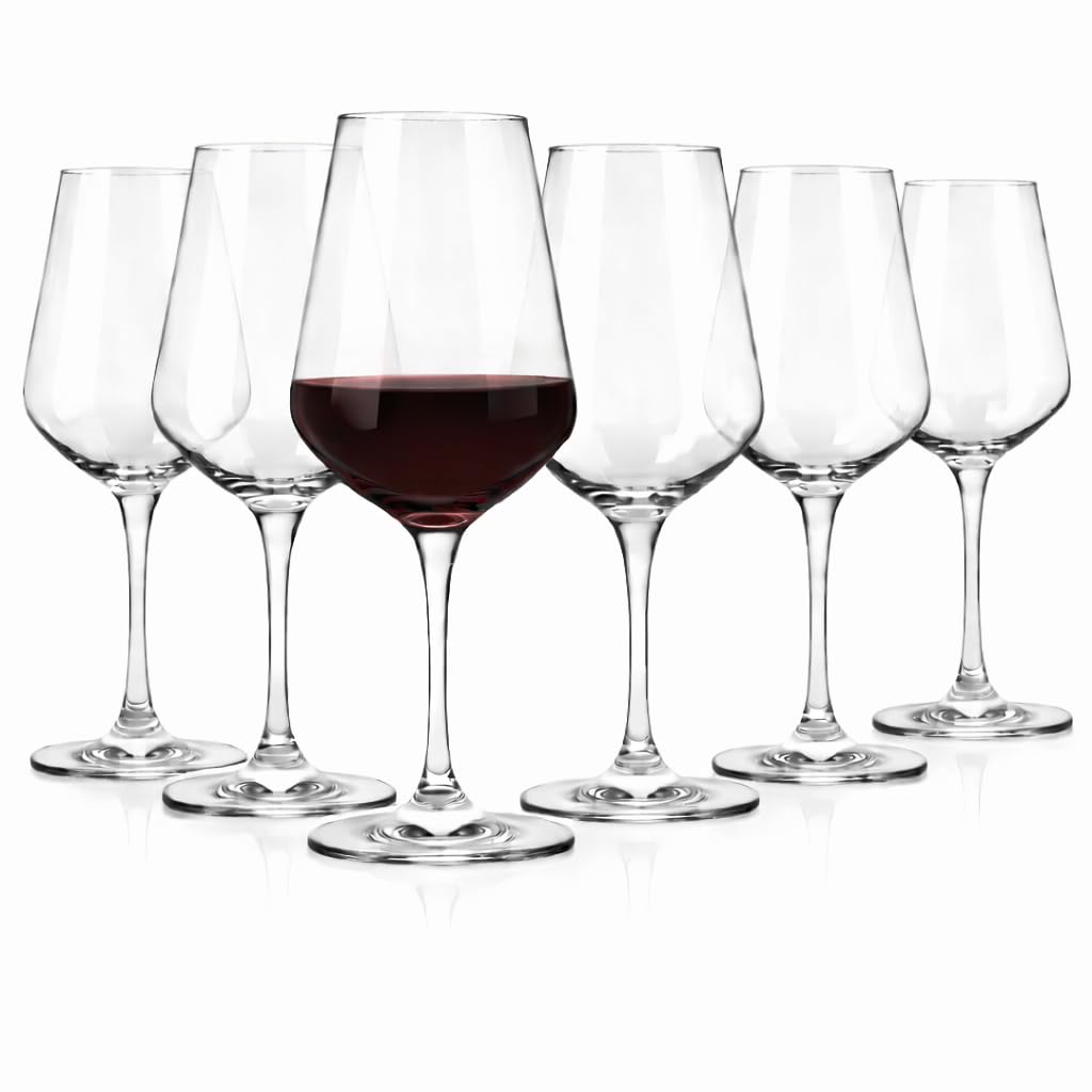 6 Copas de Vino Agora | 440 ml | Envio 24h - Perfectas para Uso en Casa, Restaurante y en Fiestas, Ligeras y Resistentes (44 cl, Transparente)