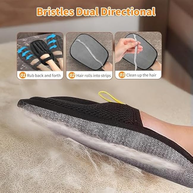Pet Hair Removal Glove-Cats Dogs Grooming Gloves Reusable Pet Hair Remover Tool for Clothing,Couch, Furniture, Car Seat,Carpet, Upgrade Efficient Cat Hair Remover Gloves-3 PCS-7NAiOnwv