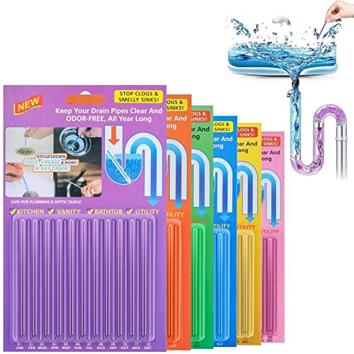 BeamsWork, 72 unidades (6 paquetes), desatascador de desagües, limpiador de tuberías, limpiador enzimático para tuberías obstruidas en el baño, la ducha y la cocina Cover