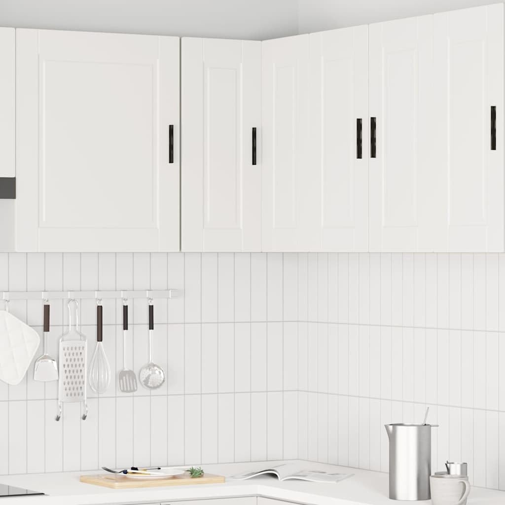 Porto - Armadietto da cucina angolare in legno bianco, 57 x 57 x 60 cm, con ante per ordine e salvaspazio in sala da pranzo, dispensa e bar