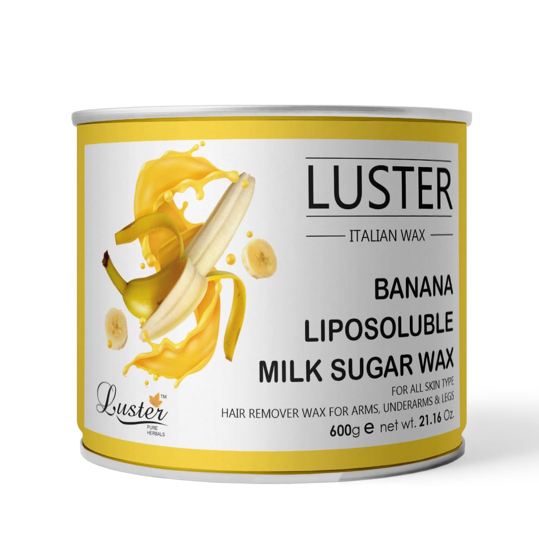 Luster Banana Hair Removal Wax | Hair Removal Hot Wax For Sensitive skin | Wax for Extra Smoothing | Wax For Women and Men | Hair Removing Body Wax | Face and Eyebrow (Paraben & Sulfate Free) - 600g