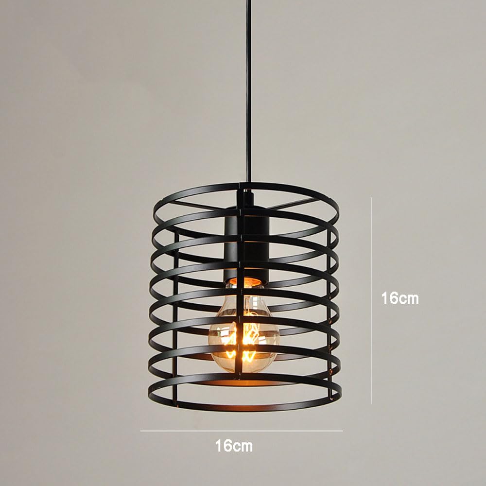 Regulowana lampa wisząca E26 Lampa bazowa Vintage Wisząca klosz do lampy Retro wisiorek Lampy sufitowe Pokrywy z kutego żelaza Czarne osłony na oprawy oświetleniowe Present
