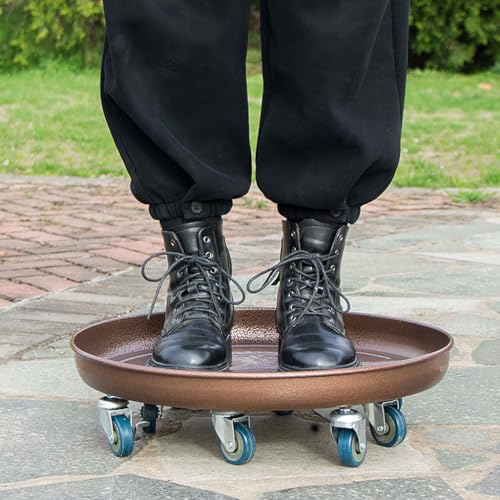 2 Pack 20" Heavy Duty Plant Dolly with Wheels, 380lbs Metal Rolling Plant Stand with Casters, Round Wheeled Planter Caddy Roller Base Carry Potted Tree Flower Pot for Indoor Outdoor Garden, Bronze by FLRISNTIG - Image 5