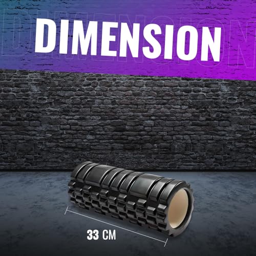Foam Roller for Deep Tissue Muscle Massage | Fitness Gym Physio | Massage Roller for Legs, Back and Arms | Trigger Point Muscles Therapy | Lightweight | 33x14cm (Black) - Image 6