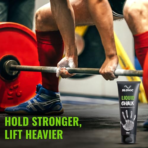 Image of Slovic Liquid Chalk for Gym [100 ML] | Chalk for Gym Hand Grip | Gym Chalk for Strong Grip in Weight Lifting | Gym Equipment for Barbell Rod Grip | Ideal for Workout, Gym, Rock Climbing & Crossfit
