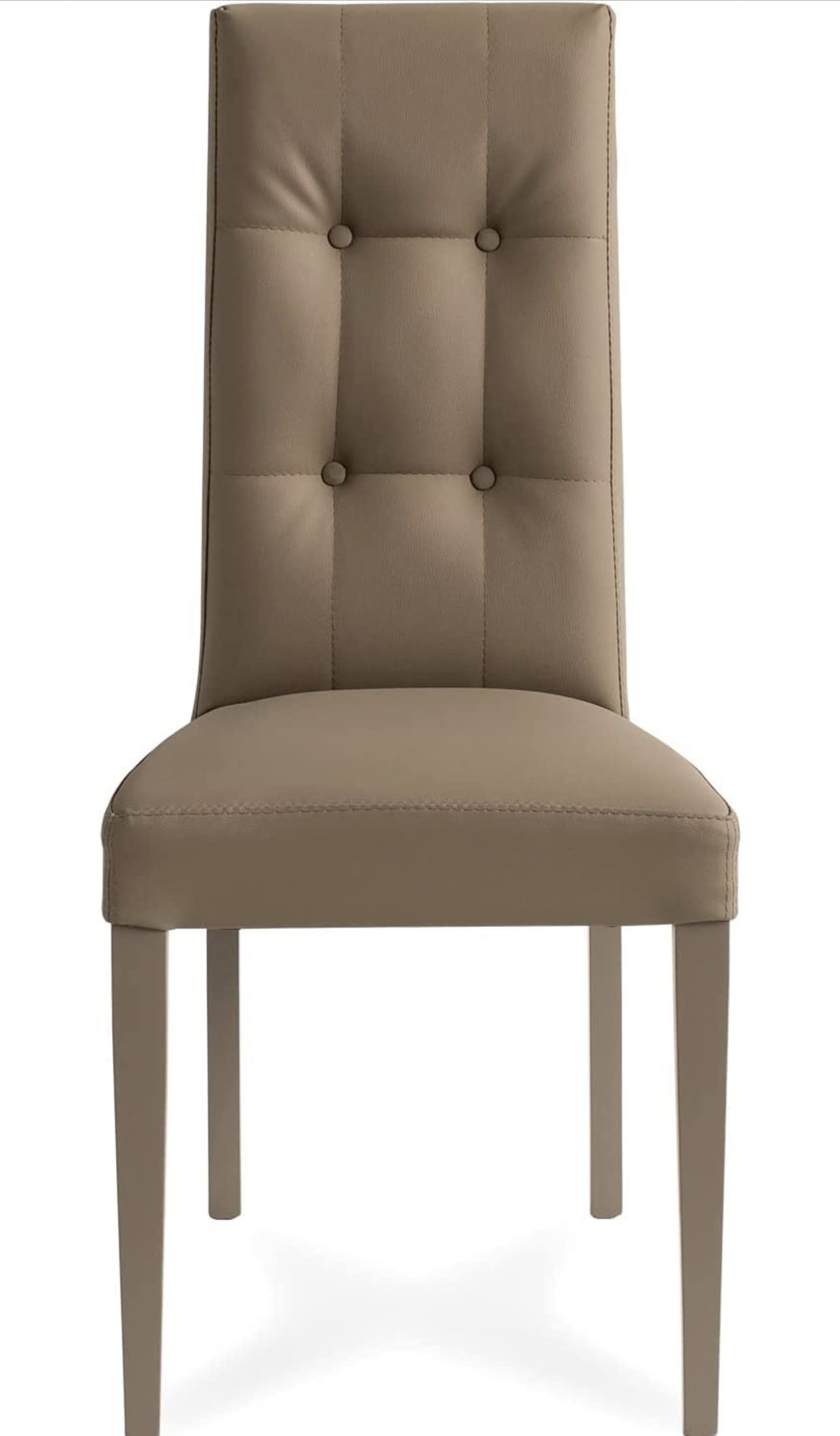 Chaise en cuir synthétique taupe à 4 boutons pour salle à manger