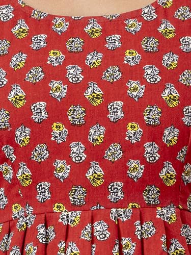 Image of feranoid Women Cotton Printed Sleeveless Strap Peplum Top