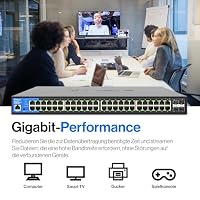 Linksys LGS352MPC-EU 48-Port Gigabit-Netzwerk-PoE+-Switch, 740 W, 4 10G-Uplink-SFP+-Steckplätze – Smart Managed Ethernet-Switch Hub mit Metallgehäuse, Befestigung auf dem Schreibtisch oder an der Wand – Ansicht 3