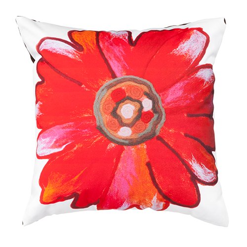 Gardenista Water Resistant Printed Outdoor Hollowfibre Filled Cushion | Vibrant Patterned Colourful Design | Soft and Durable Polyester Cushion| 45cm Decorative Garden Bench Cushions (Daisy Red, 4)