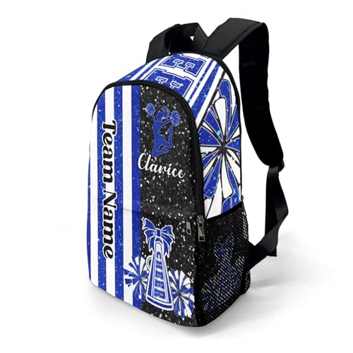 Personalized Royal Blue Cheer Backpack Custom Cheerleader Backpack Waterproof Cheerleading Daypack with Name Cheer Team Gift 11.8"(L) x 5.51"(W) x 17.72"(H)2