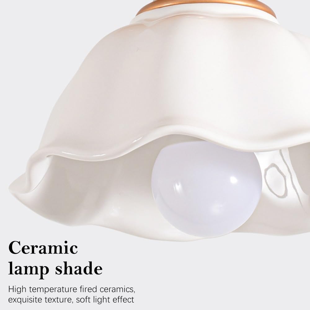 Jadssox Nordic Ceramiczna Lampa Sufitowa Drewniana Plafon Do Montażu Podtynkowego, Drewniana Podstawa Blisko Sufitu Z Białym Ceramicznym Kloszem, Nowoczesne Lampy Sufitowe Do Przedpokoju
