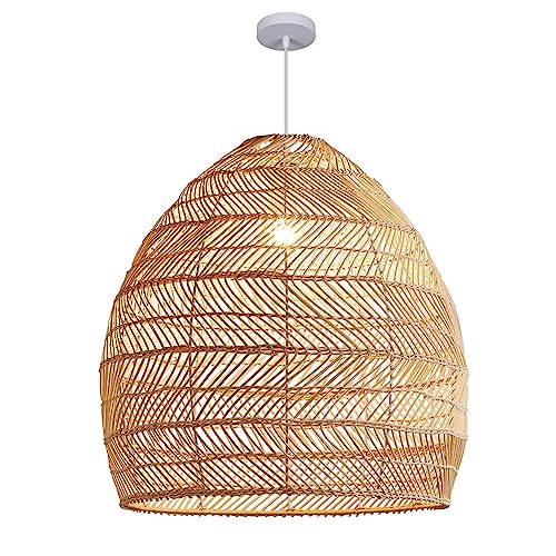 Lámpara colgante de bambú de bambú con tejido natural estilo granja chic