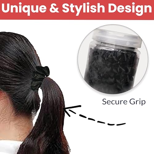 Image of TEMPERIA (6 pcs) Silk Satin Scrunchies For Women & Girls with Box - Stylish Luxury Ponytail Rubber Band Ties for Hair - Black (MN03)